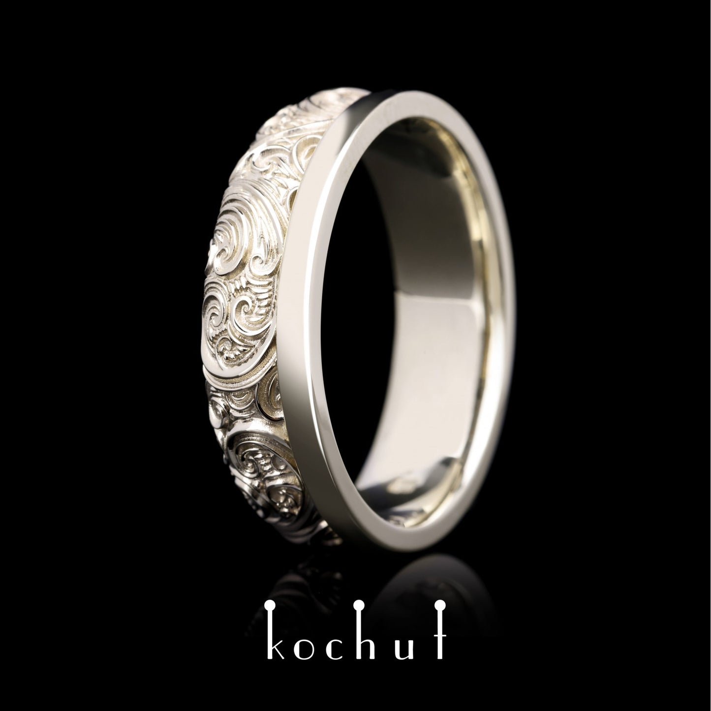 Wedding ring «Invincibility of feelings». White gold