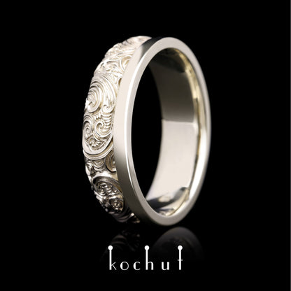 Wedding ring «Invincibility of feelings». White gold