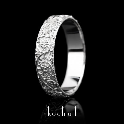 Harmonie der Natur — Ehering aus Weißgold, platiert mit weißem Rhodium