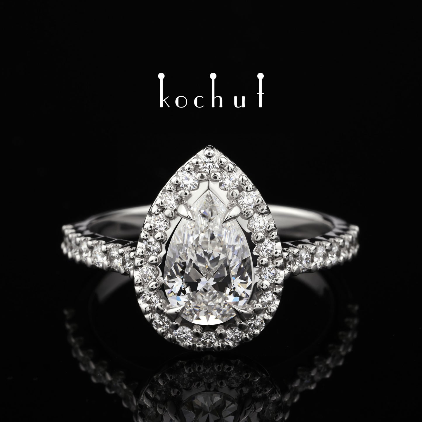 Grace — Verlobungsring aus Weißgold mit Diamanten, beschichtet mit weißem Rhodium
