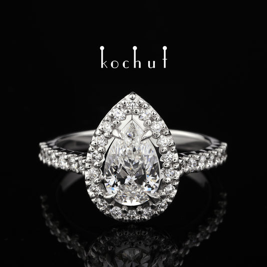Grace — Verlobungsring aus Weißgold mit Diamanten, beschichtet mit weißem Rhodium