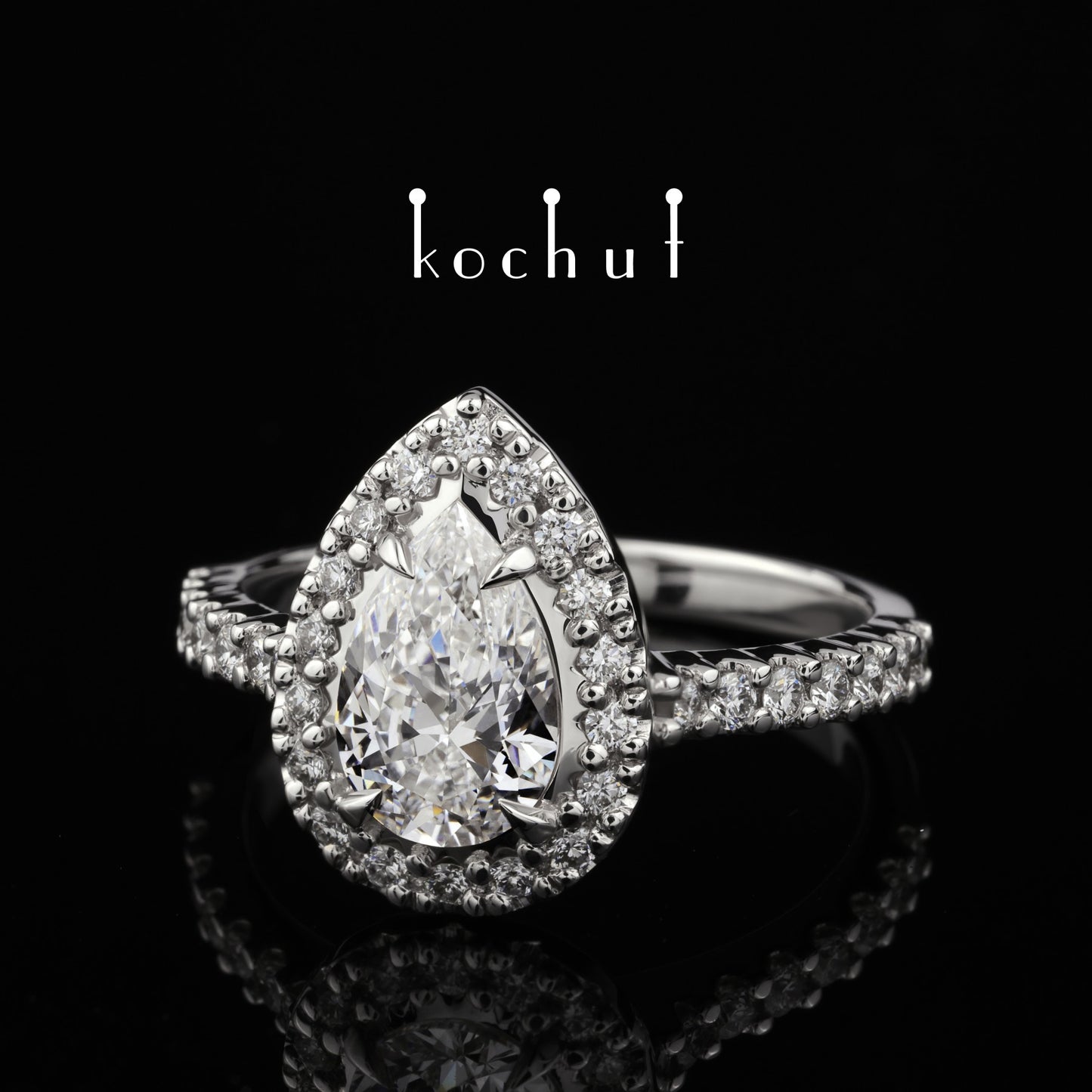 Grace — Verlobungsring aus Weißgold mit Diamanten, beschichtet mit weißem Rhodium