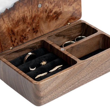 Ornament. Platin — Holz- und Epoxidharz-Schmuckschachteln (Mini)