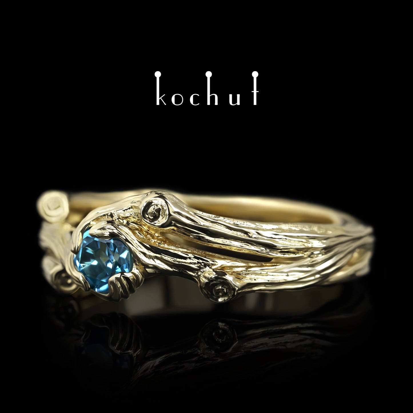 Zweig — Ring aus Gelbgold mit Topas