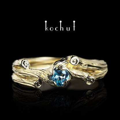 Zweig — Ring aus Gelbgold mit Topas