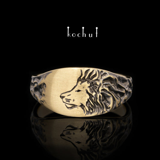 Dark Lion — Ring aus Gelbgold, überzogen mit schwarzem Rhodium