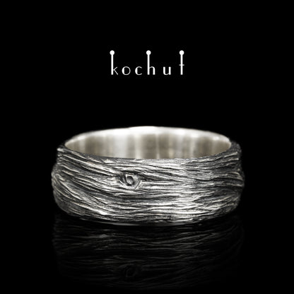 Holz — Ring aus oxidiertem Silber