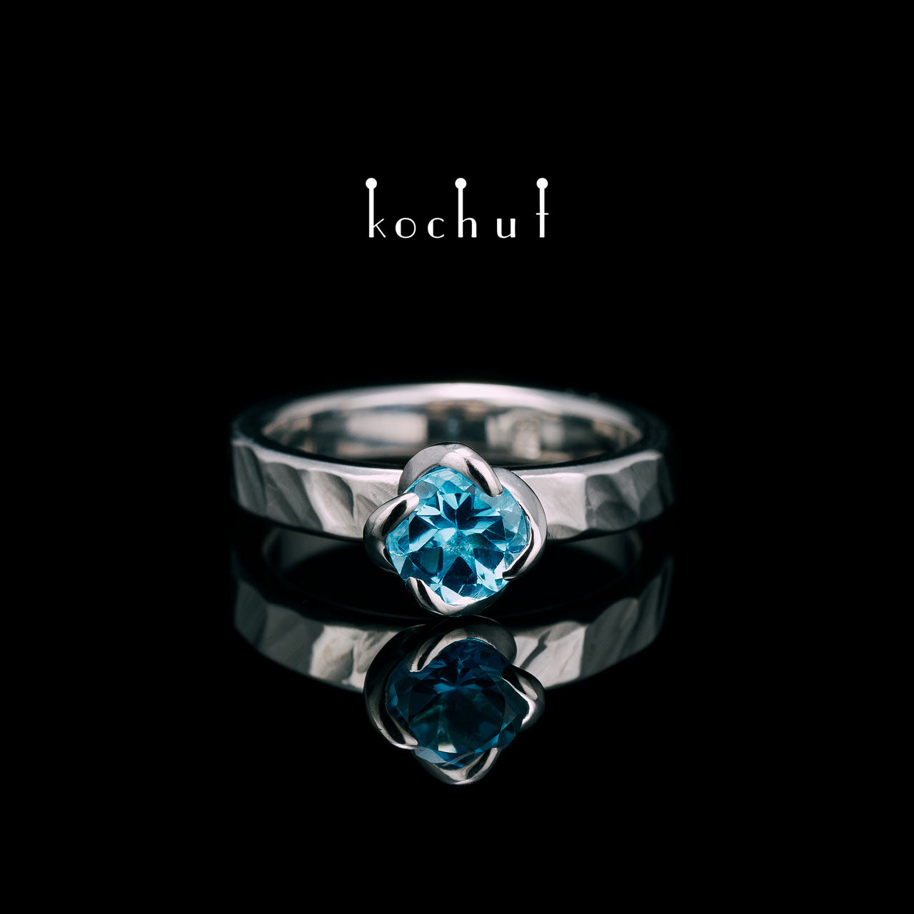Ring "Grace". Silber, Topas, weißes Rhodium