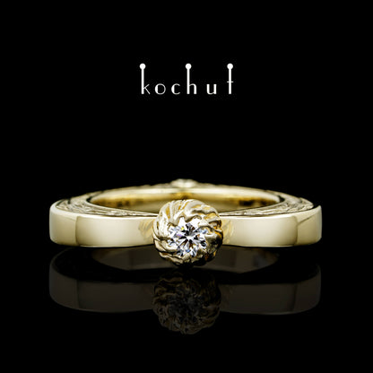Herz in Liebe — Verlobungsring aus Gelbgold mit Diamanten