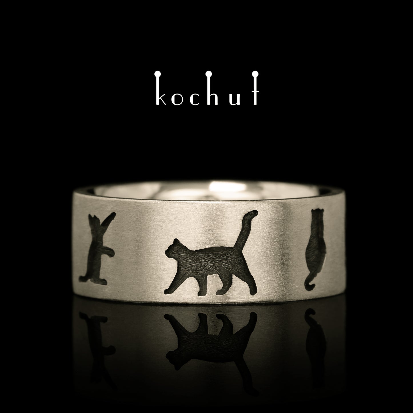März-Katzen — Weißgoldring