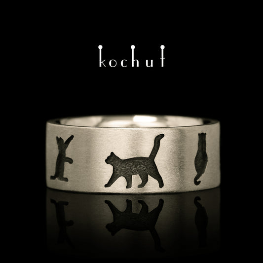 März-Katzen — Weißgoldring