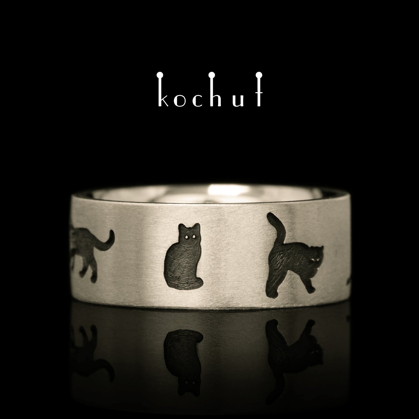 März-Katzen — Weißgoldring