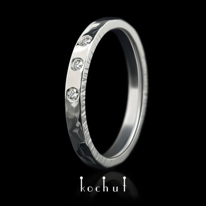 Tristar — Ring aus Weißgold mit Diamanten, überzogen mit weißem Rhodium