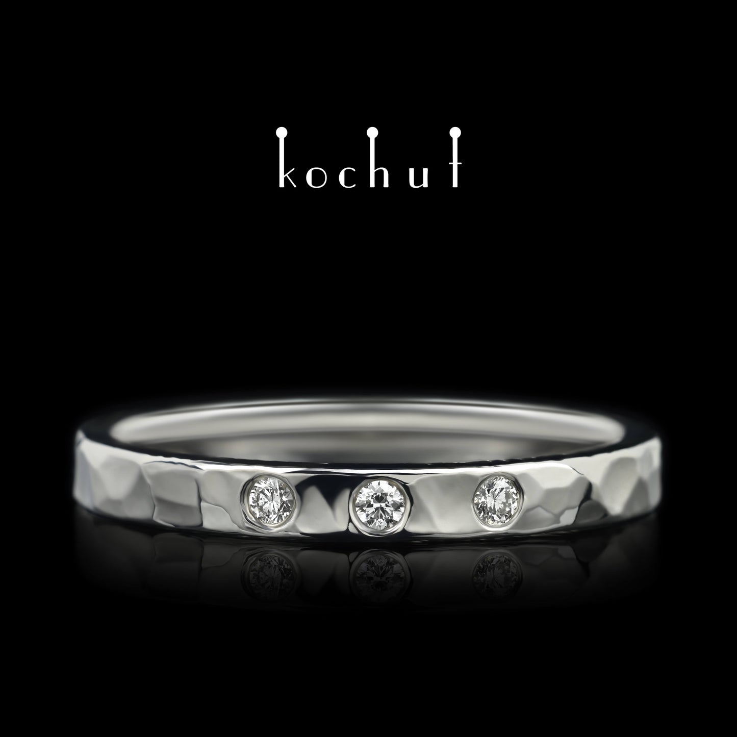 Tristar — Ring aus Weißgold mit Diamanten, überzogen mit weißem Rhodium