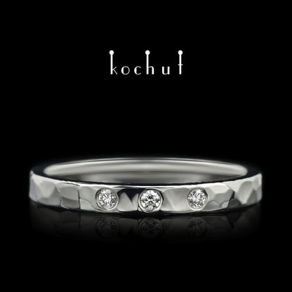 Tristar — Ring aus Weißgold mit Diamanten, überzogen mit weißem Rhodium