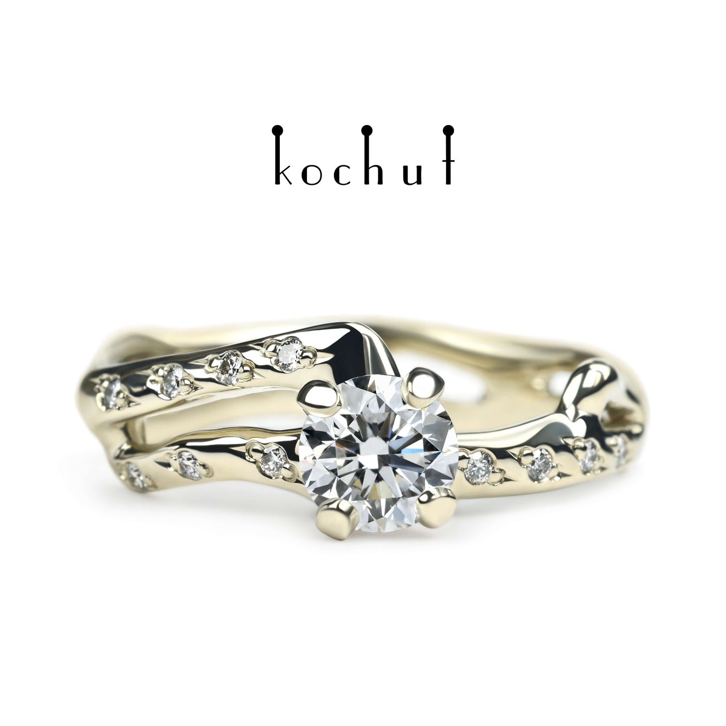 Mermaid — Weißgold-Verlobungsring mit Diamanten