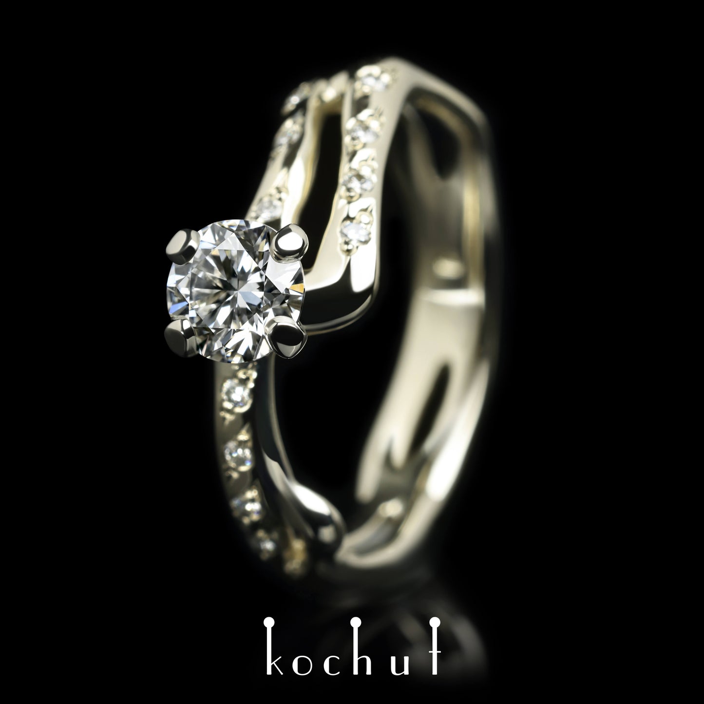 Mermaid — Weißgold-Verlobungsring mit Diamanten