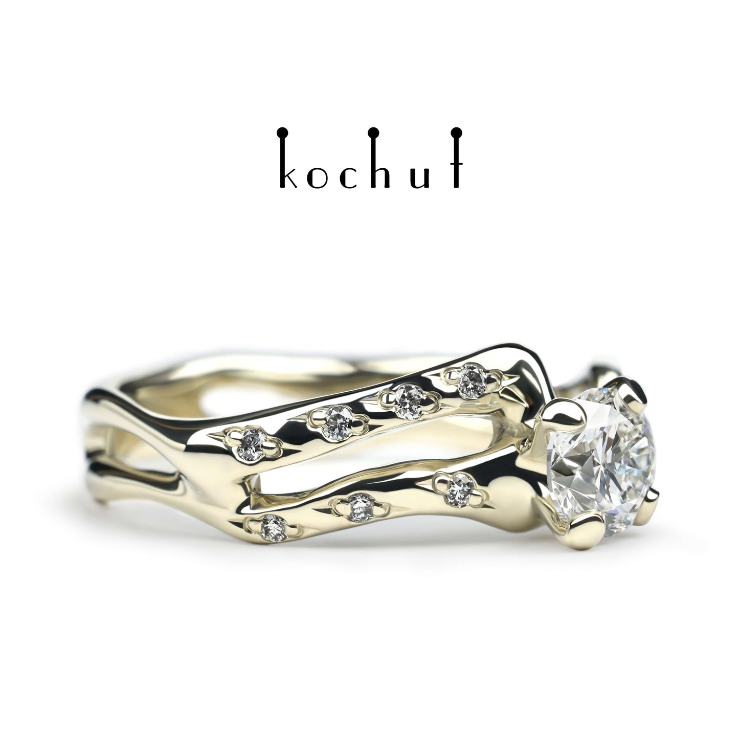 Mermaid — Weißgold-Verlobungsring mit Diamanten