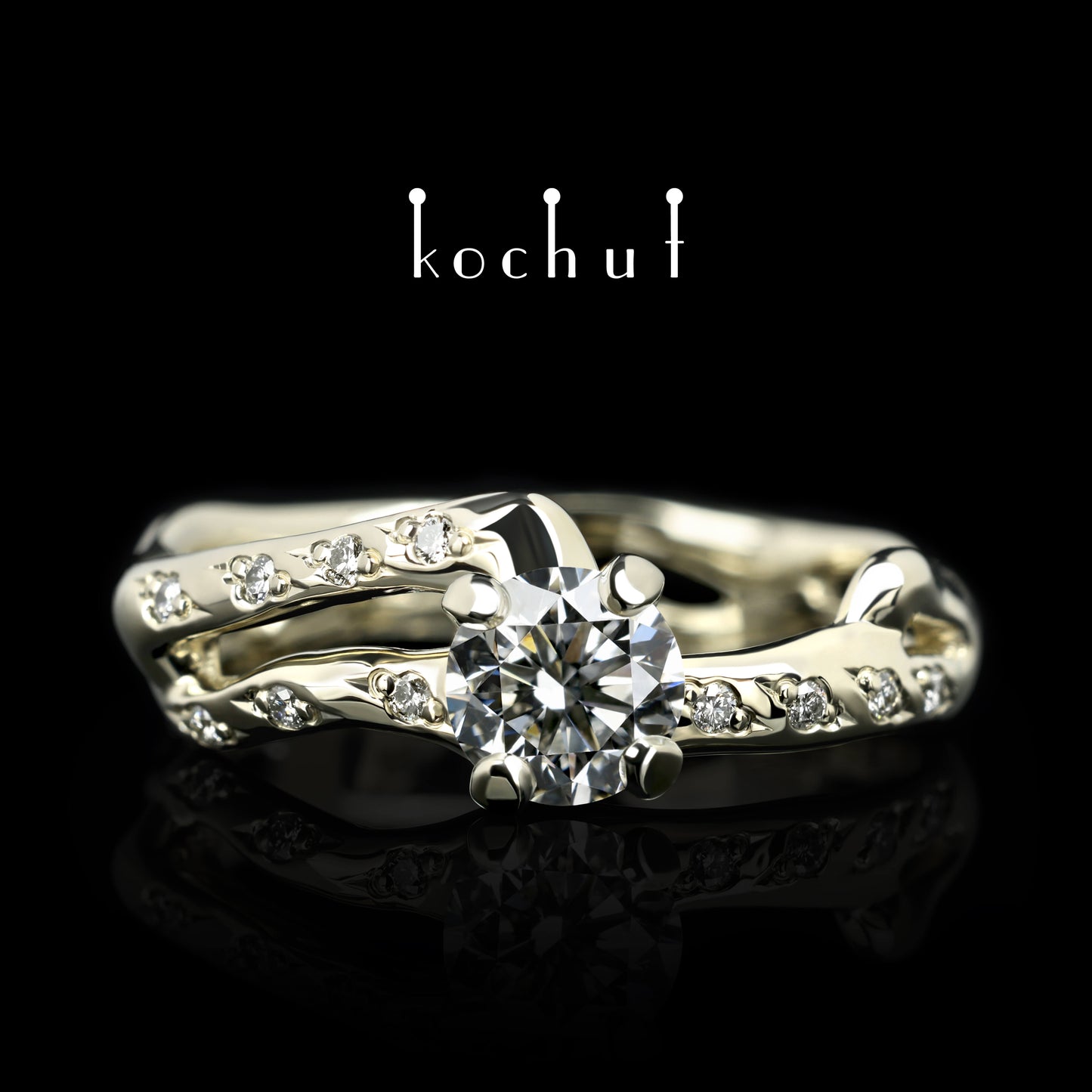 Mermaid — Weißgold-Verlobungsring mit Diamanten