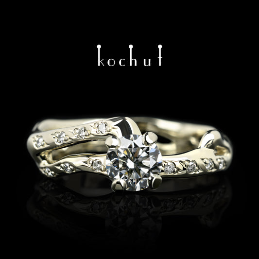 Mermaid — Weißgold-Verlobungsring mit Diamanten