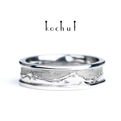 Peaks of Love — Silberhochzeitssilberring, beschichtet mit weißem Rhodium