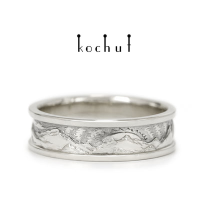 Höhen der Liebe: Sonne und Mond — Ehering aus oxidiertem Silber