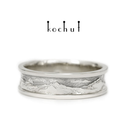 Höhen der Liebe: Sonne und Mond — Ehering aus oxidiertem Silber