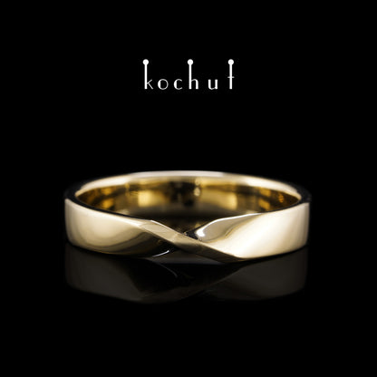 Mobius-Band: breit — Ehering aus Gelbgold