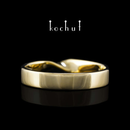 Mobius-Band: breit — Ehering aus Gelbgold