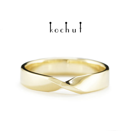 Mobius-Band: breit — Ehering aus Gelbgold
