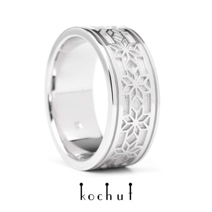 Alatyr — Ehering aus Sterlingsilber, überzogen mit weißem Rhodium