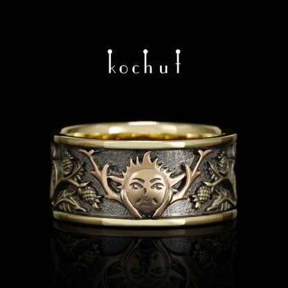 Alchemie der Liebe — Ehering aus Gelb- und Rotgold, überzogen mit schwarzem Rhodium