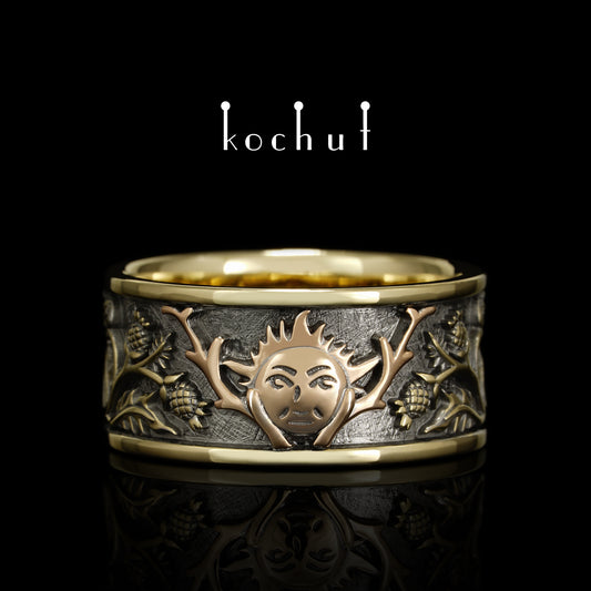 Alchemie der Liebe — Ehering aus Gelb- und Rotgold, überzogen mit schwarzem Rhodium