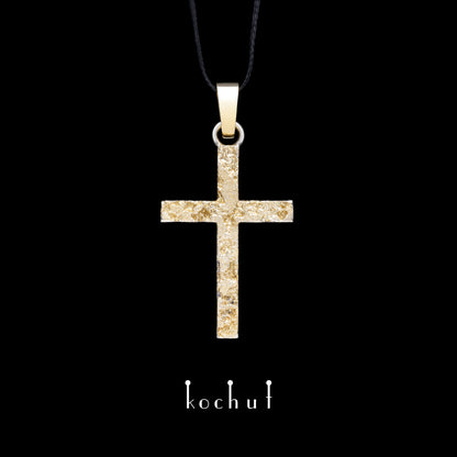 Leib und Seele — Kreuz aus oxidiertem Silber und Gelbgold