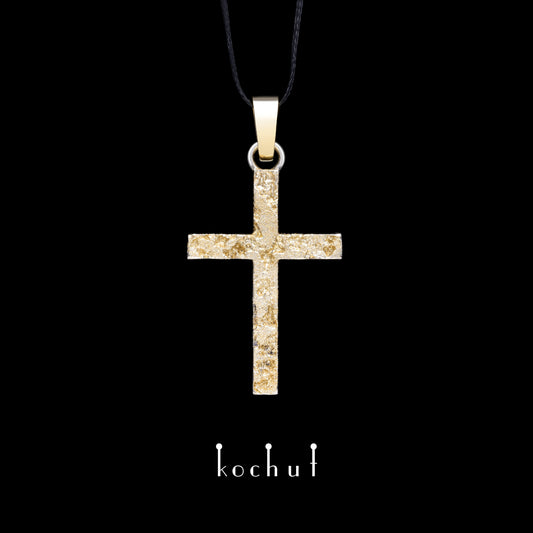 Leib und Seele — Kreuz aus oxidiertem Silber und Gelbgold