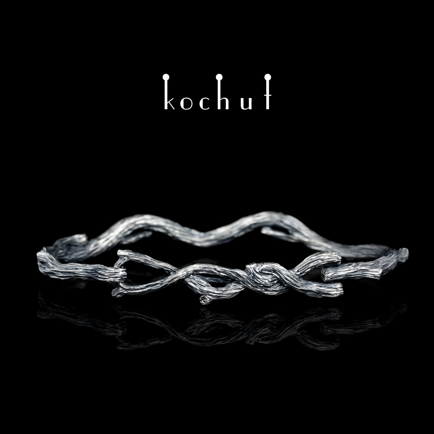 Zweig — Armband aus oxidiertem Silber