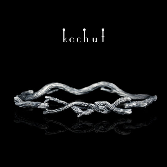 Zweig — Armband aus oxidiertem Silber