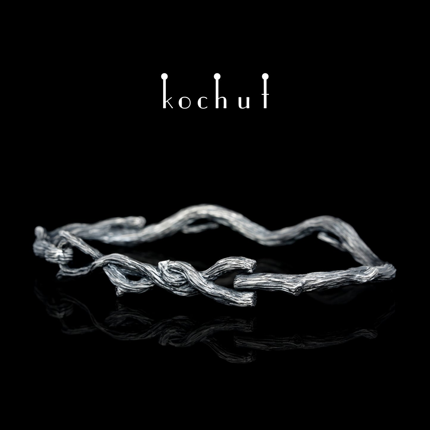 Zweig — Armband aus oxidiertem Silber