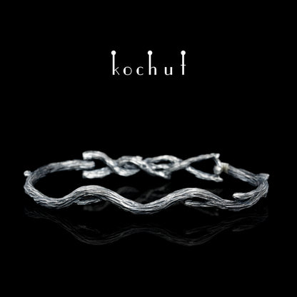 Zweig — Armband aus oxidiertem Silber