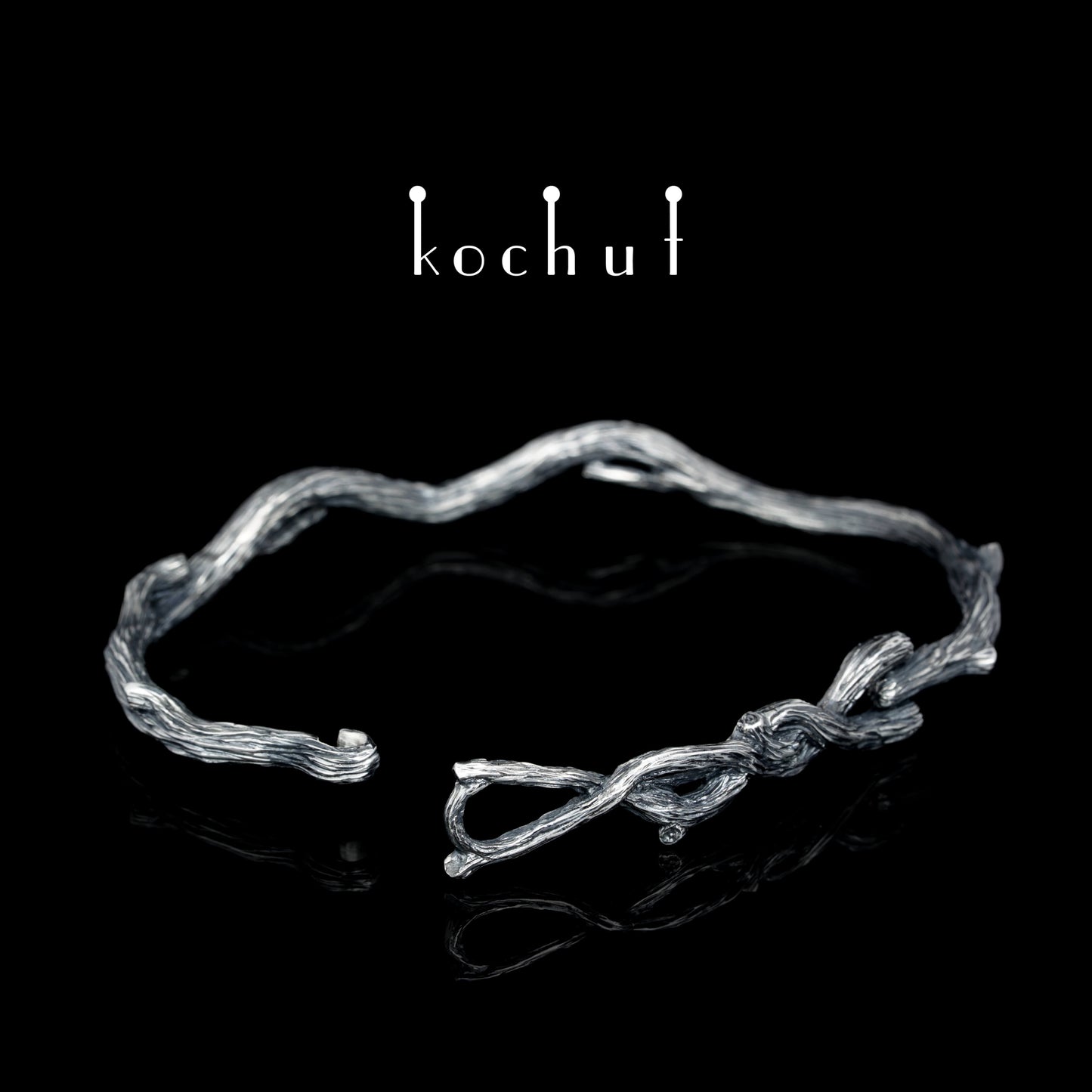 Zweig — Armband aus oxidiertem Silber