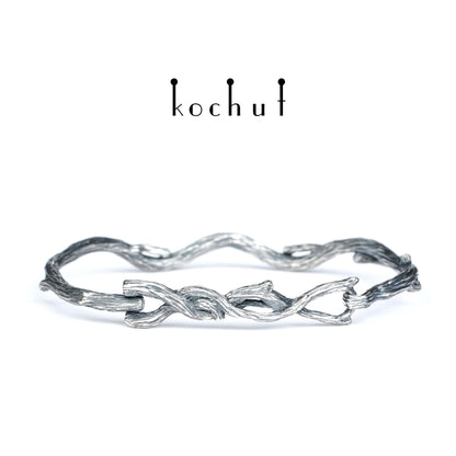 Zweig — Armband aus oxidiertem Silber