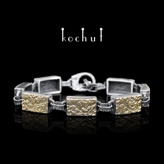 Leib und Seele: Fundament — Armband aus oxidiertem Silber und Gelbgold