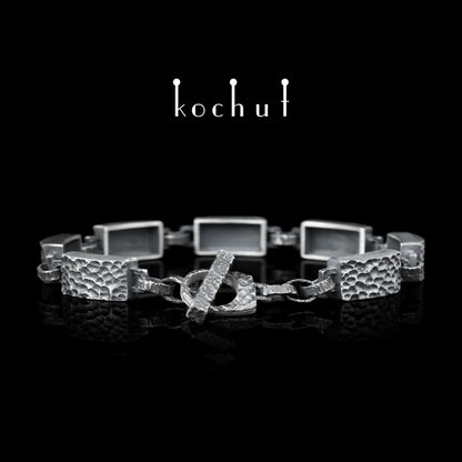 Baum des Lebens — Armband aus oxidiertem Silber und Gelbgold
