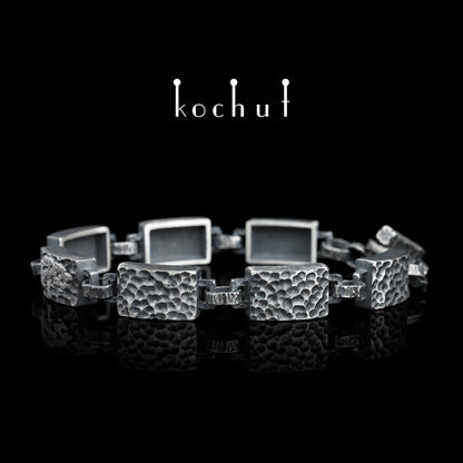 Baum des Lebens — breites Armband aus oxidiertem Silber