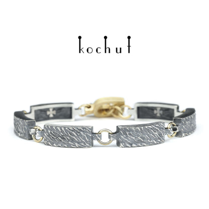 Wellen der Ruhe — Armband aus oxidiertem Silber und Gelbgold