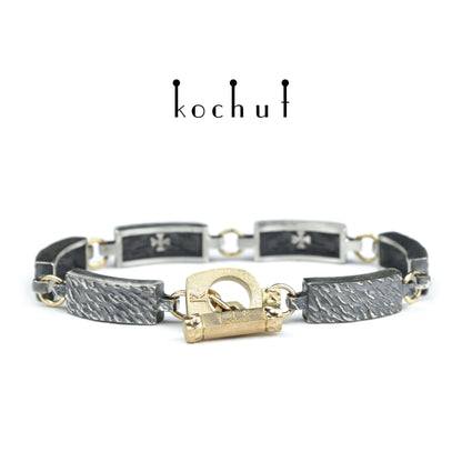 Wellen der Ruhe — Armband aus oxidiertem Silber und Gelbgold
