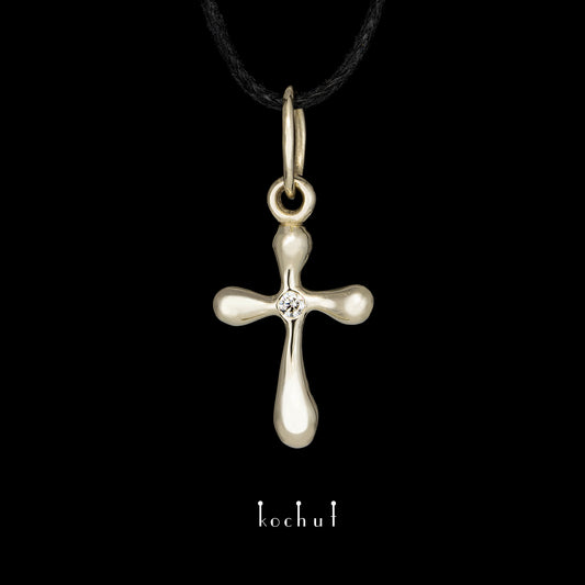 Tau des Liebes — Kreuz aus Weißgold mit Diamant
