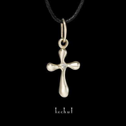 Tau des Liebes — Kreuz aus Weißgold mit Diamant