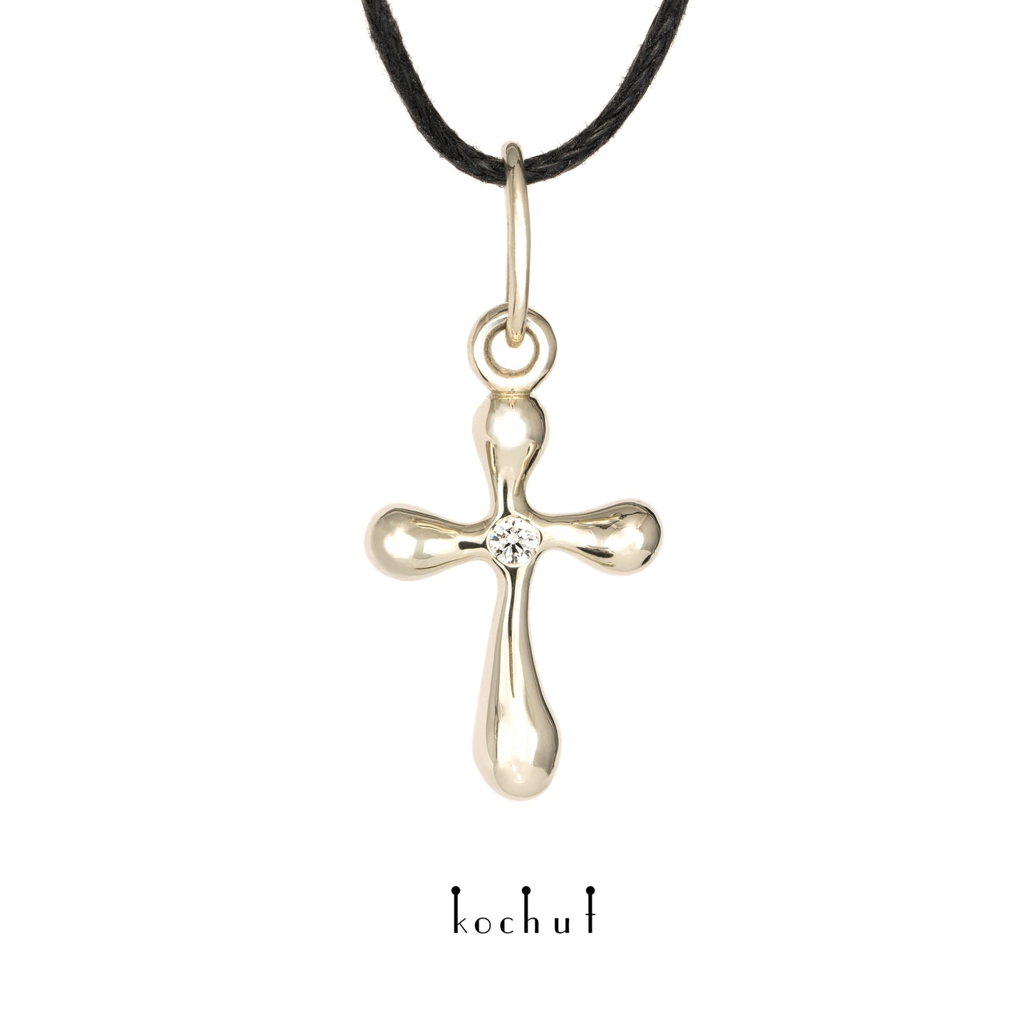 Tau des Liebes — Kreuz aus Weißgold mit Diamant