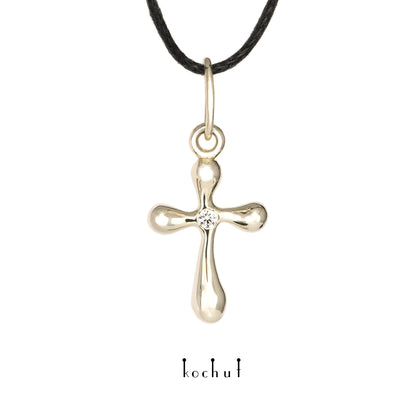 Tau des Liebes — Kreuz aus Weißgold mit Diamant